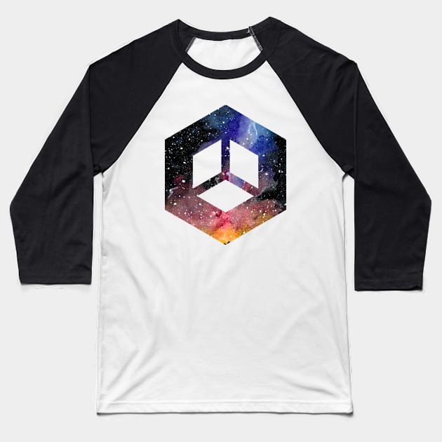 Hexagonal Galaxy Baseball T-Shirt by artofiwan